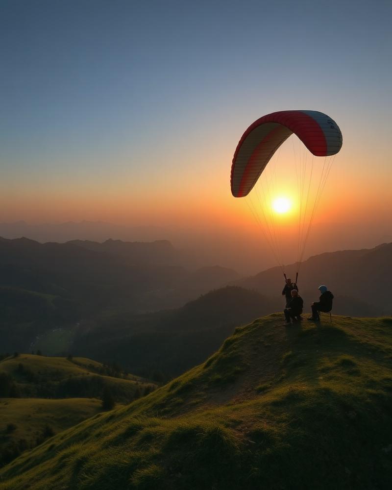 Paragliding at sunset in Bir Billing