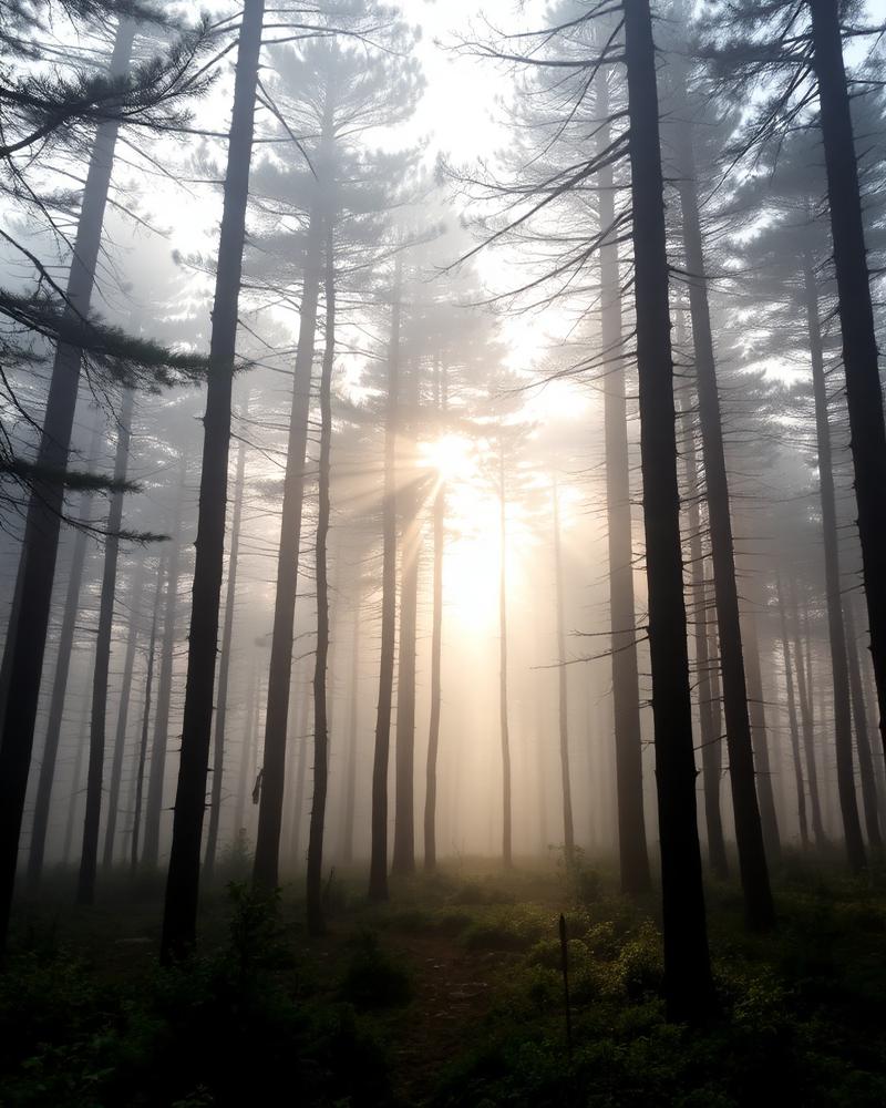Misty pine forest in Kasauli